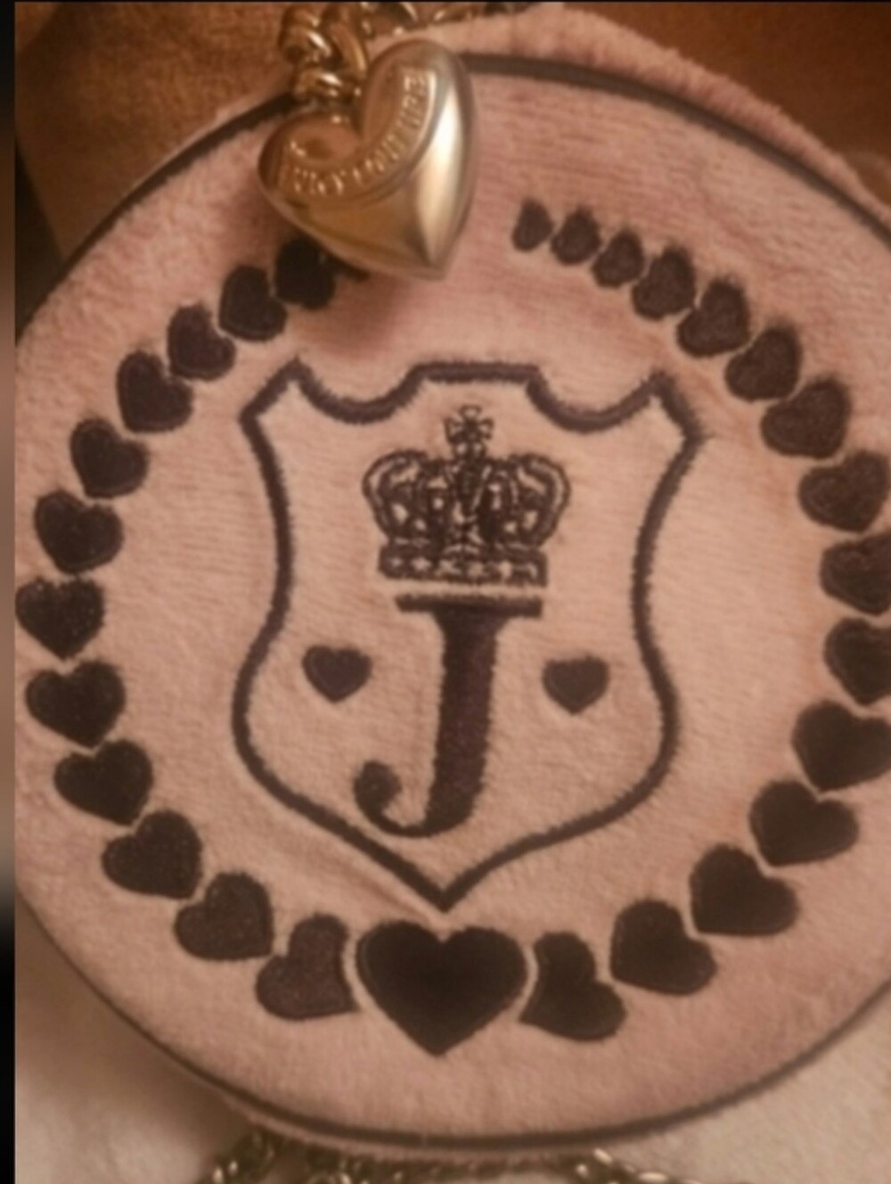 Juicy Couture 2004 Queen Of Couture Pink Terry Cloth Circular Canteen Crossbody - Picture 2 of 8